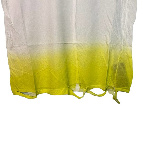 Unravel Project Lime and White Dip Dye Distressed Crew Neck Shirt - Picture 4 of 6